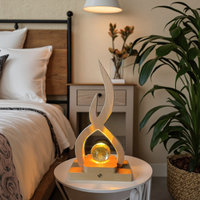 Cadeaux en bois, cristal de couleur personnalisé au laser 3D pour lampe de nuit rotative, base en bois, technique de sculpture, forme personnalisée pour la remise de diplôme