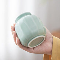 Coffret Cadeau en Céramique Haut de Gamme pour Emballage de Thé, Boîte Hermétique pour Thé Vert Aiguille d'Argent Longjing, Petite Boîte Universelle GHY-Little