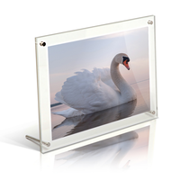 Cadre photo en acrylique personnalisé, cadre magnétique double face sans cadre transparent pour affichage sur bureau