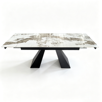 Table à manger rectangulaire extensible moderne en gros, surface en pierre frittée, gain de place, pour salon intérieur