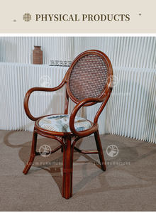 Chaise de salle à manger en rotin naturel tissé à la main en bord de mer, <span class=keywords><strong>fauteuil</strong></span> en osier avec coussin pour café / café-restaurant - Product Image 5