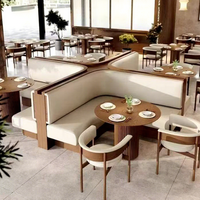 Meubles de restaurant Ron Group, table ronde en bois, chaise courbée, café, salon de thé, canapé en cuir rembourré blanc crème moderne