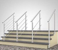 Rampe d'escalier en acier inoxydable Main courante d'escalier avec 4 barres transversales avec anneau à billes Angle réglable Emballage de vente par correspondance