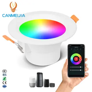 Google Home Alexa Tuya ไฟ<span class=keywords><strong>ดาวน์</strong></span>ไลท์ LED แบบปรับได้, ไฟ<span class=keywords><strong>ดาวน์</strong></span>ไลท์ติดเพดาน LED RGB - Product Image 1