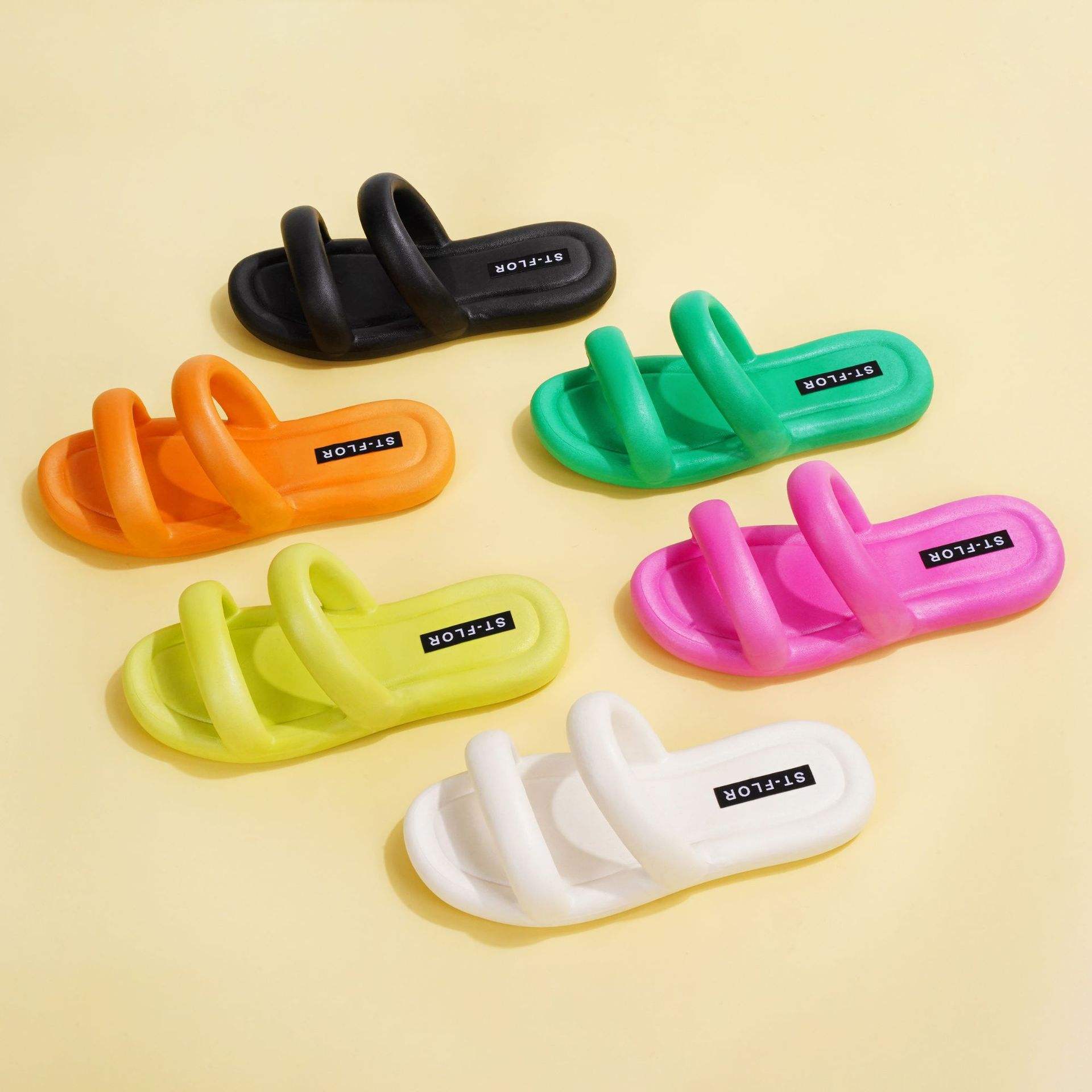 DEleventh Shoes ST1680 Korean Style Outdoor Street Casual Shoes Beach  Slipper Candy Color Non-slip Soft Flat Sandal slippers