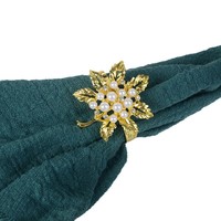 Anneau de serviette en fer style occidental, motif feuille creuse dorée, pour hôtel, banquet, décoration de table, porte-serviettes pour mariage et fête
