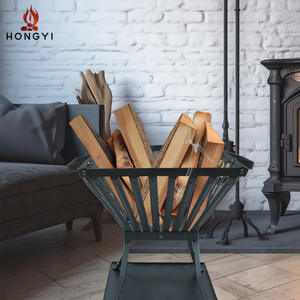 Hongyi Outdoor <b>Fire</b> <b>Pit</b> <b>Wood</b> Basket Rustic Steel Firewood Storage For Garden Patio Campfire Basin With Ash Pan - Product Image 1