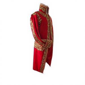 Customized 1Pc Red <b>Velvet</b> Embroidered Rococo <b>Men</b> Fashion Historical - Product Image 1