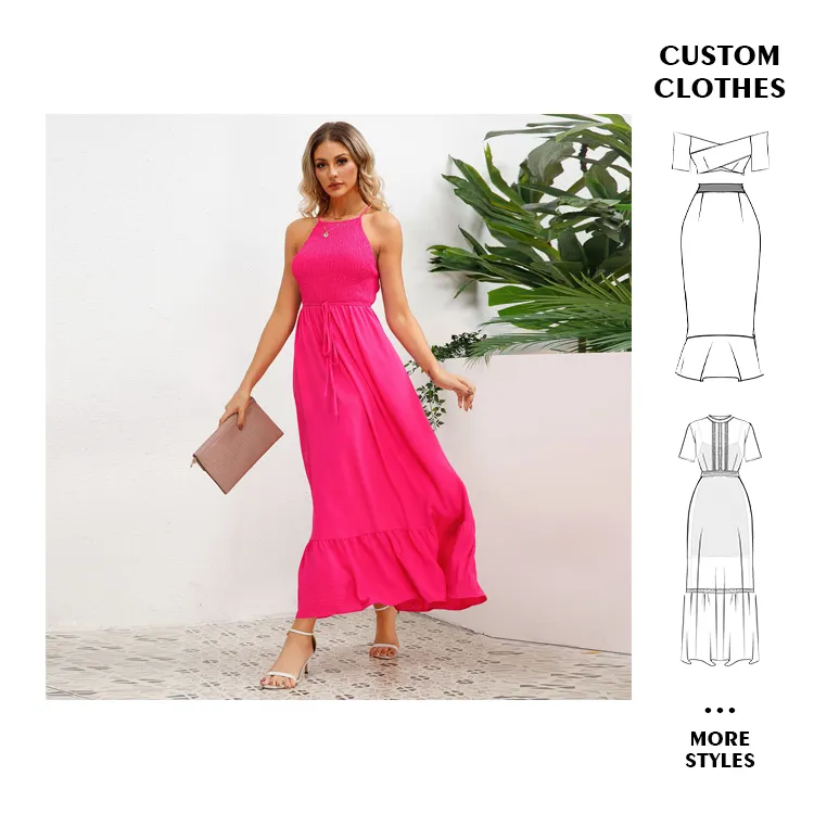 महिलाओं के लिए बोज़ोन 2024 ग्रीष्मकालीन अवकाश थोक मैक्सी ड्रेस पफ आस्तीन लंबे सूती कपड़े सरल शैली मुद्रित समुद्र तट सुरुचिपूर्ण बोहो