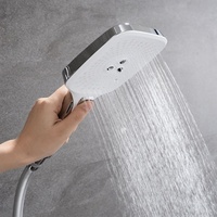 Système de douche thermostatique à double poignée pour tuyaux apparents, finition chrome brossé, construction en laiton, jet de pluie pour salle de bain