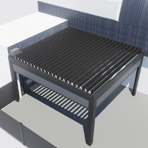 Tenda da Sole Bioclimatica <span class=keywords><strong>in</strong></span> Lega di Alluminio Impermeabile per Esterni, Padiglione Verniciato a Polvere con <span class=keywords><strong>Legno</strong></span> Trattato a Pressione Naturale, LED per Balcone - Product Image 1