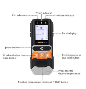 Maka 4 in 1 Intertek CE 다기능 금속 라이브 와이어 우드 케이블 Led 디스플레이 센터 스터드 파인더 벽 감지기 - Product Image 4