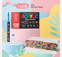 Guangna Studio – Lot de 120 marqueurs acryliques, ensemble Mega, pointe pinceau souple, encre liquide directe, stylos de peinture non toxiques pour toile, verre, roche, céramique