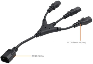OEM <strong>Computer</strong> 3 Way PDU Connector <strong>Extension</strong> Cable IEC C19 C20 C13 C14 Y Cable Splitter Power <strong>Cord</strong> - Product Image 2