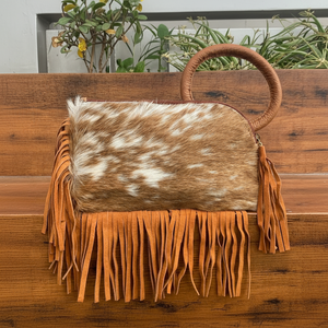 กระเป๋าคลัทช์ทรงซองจดหมายหนังวัวสำหรับผู้หญิงกระเป๋าเงินหนังแท้แบบมีพู่สินค้าใหม่ - Product Image 1