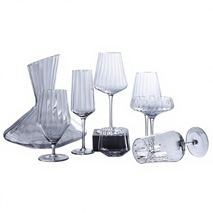 Verre à vin en cristal de luxe à facettes, à pied haut, à rayures verticales, de style nordique et allemand, pour vin rouge et blanc - Product Image 1