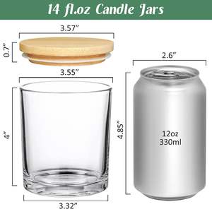 Venta al por Mayor de Frascos de Vidrio Transparentes de Alta Calidad para Velas con Base Recta y Tapas, en Tamaños de 3oz, 4oz, 6oz, 8oz, 10oz, 12oz, 14oz, 15oz y 16oz - Product Image 2