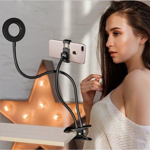 Lampe LED flexible 2-en-1 à clipser pour téléphone, lumière d'appoint pour diffusion en direct, support de 9 cm, réglage progressif, lumière de beauté rotative - Product Image 1