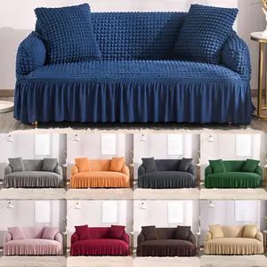 Wholesale Furniture Slipcover Elastic Stretch Sofa Cover With Skirt, Custom Jacquard 3 Bodies Covers Sofa