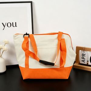 Striped Handle Cotton <b>Canvas</b> Tote Bag Custom Logo Large Capacity Reusable Shopping <b>Beach</b> Gift Handbag with Shoulder Strap - Product Image 3