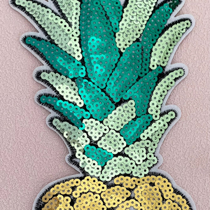 Chất Lượng Tốt Nhà Máy Trực Tiếp Trái Cây Dứa Có Thể Đảo Ngược <span class=keywords><strong>Sequin</strong></span> Các Bản Vá Lỗi Long Lanh Vàng Các Bản Vá Lỗi Cho Quần Áo Phụ Kiện - Product Image 2