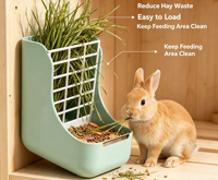 Mangeoire à foin 2-en-1 pour lapins, chinchillas et jeunes lapins, à suspendre, abreuvoir, accessoires, remplissage facile, en ABS
