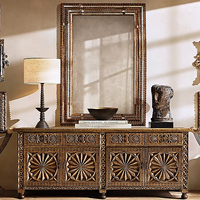 Buffet sculpté à quatre portes, armoire de rangement décorative pour salon, salle à manger, projets d'aménagement intérieur hôtelier