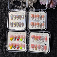 Ongles à presser 3D faits main, courbure amande moyenne, style français, couvrance totale, en PMMA, détachables, 10 pièces, forte demande