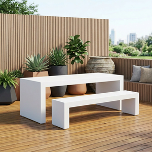 Mesa de Comedor Rectangular Moderna de 200 cm de Hormigón, Mesa de Comedor Minimalista de Fibra de Hormigón Impermeable para Uso en Interiores y Exteriores - Product Image 4