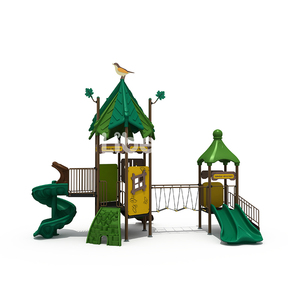 สวนสนุกธีมป่าไม้ สนามเด็กเล่นกลางแจ้ง พร้อมสไลเดอร์ กำแพงปีนป่าย และสะพานแข<span class=keywords><strong>ว</strong></span>นสำหรับเด็ก - Product Image 1