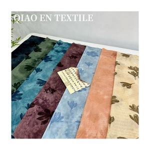 Gaun & atasan cetak bunga lili kain spandeks beludru Tie-Dye buatan tangan Retro Tiongkok baru bahan garmen kain polos - Product Image 5