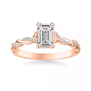 custom 14K solid <b>Rose</b> Gold Engagement Ring Twisted <b>Infinity</b> Shank oval Cut Pave Side Lab Grown Diamond IGI certificate for women - Product Image 4