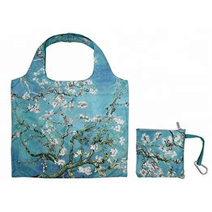 <b>Recycled</b> Material Zippered Closure Custom Logo Printed Reusable Foldable Eco-Friendly Rpet Tote <b>Bags</b> with Rope Handle - Product Image 1