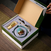 Ensemble de 7 pièces de chawan en céramique artisanale de qualité supérieure avec logo personnalisable, kit complet de matcha avec fouet en bambou chasen