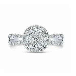 <b>Indian</b> Manufacturer Round Shape Real Diamond Wedding <b>Ring</b> with 14kt White Solid Gold Available at Wholesale Supply - Product Image 3