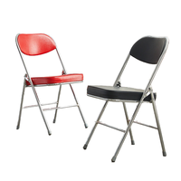 Nouvelles chaises pliantes Foshan en cuir PU chromé pour événements, camping, extérieur, école, hôtel, location, salle à manger
