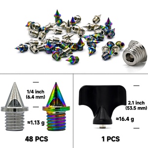 ไม่มีโลโก้48ชิ้น6.4มม. 1/4 "แทร็กและฟิลด์พีระมิดน้ำหนัก1.1กรัมกลวงออกเปลี่ยนรองเท้าโลหะผสมเหล็กความแข็งสูง - Product Image 3