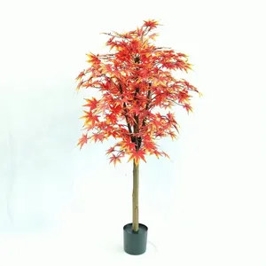 Tanaman pohon Maple merah dekorasi, tumbuhan pohon buatan plastik tiruan Populer