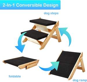 Rampe d'escalade pour chien, marchepied pour animaux de compagnie, échelle 2 en 1, en bois, pliable, pour chiens <span class=keywords><strong>et</strong></span> chats, vente chaude - Product Image 2