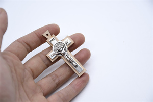 종교적인 나무 십자가 참 장식 예루살렘 성 베네딕토 합금 예수 십자가 펜던트 - Product Image 3