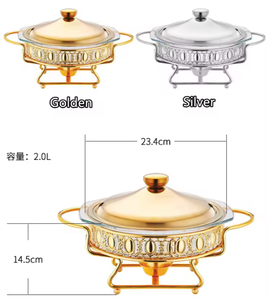 2L xách tay thép không gỉ lẩu Fancy Glass container Gas sưởi ấm nhiên liệu thực phẩm ấm hơn cho khách sạn & nhà hàng - Product Image 5