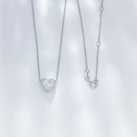Collier pendentif réglable en platine Pt950 avec diamant de laboratoire taille cœur étoilé, luxe, trois griffes, pour femme, bijoux fins