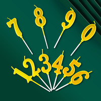 Bougies à numéro 0-9 créatives dorées pour gâteau d'anniversaire Emballage de fête à la cire de paraffine pour les fêtes et les célébrations