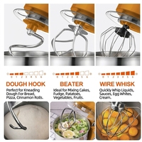 Batteur sur socle électrique 800W 5L en acier inoxydable à 6 vitesses avec crochet pétrisseur pour boulangerie et cuisine OEM