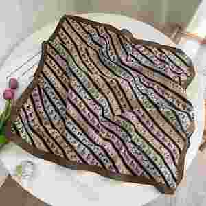 Écharpe décorative en coton et lin à effet chevron, couleur rétro printemps-automne, bloc de couleurs, col carré, 70 cm, pour femmes - Product Image 6