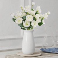 Arrangement de fleurs artificielles en soie Eustoma à 4 têtes, décoration pour salon, accessoires photo pour mariage en extérieur