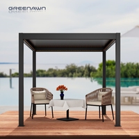 Pergola motorisée Greenawn en aluminium à lames orientables, pergola intelligente avec contrôle par application, pergola à lames orientables imperméable
