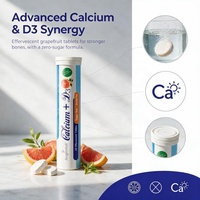Comprimés effervescents Calcium & Vitamine D3, saveur orange pamplemousse, 20 unités, supplément nutritionnel minéral quotidien à dissolution rapide