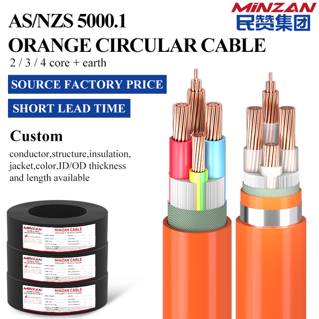SAA Approval 0.6/1 KV 2 & 3 & 4 Core+earth SWA Armoured Cables AS/NZS 5000.1 Orange Circular Cable Wore