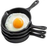 Lot de 4 mini poêles en fonte de 4 pouces, petites poêles à frire avec double bec verseur, compatibles cuisinière, four et grill, pour usage intérieur et extérieur